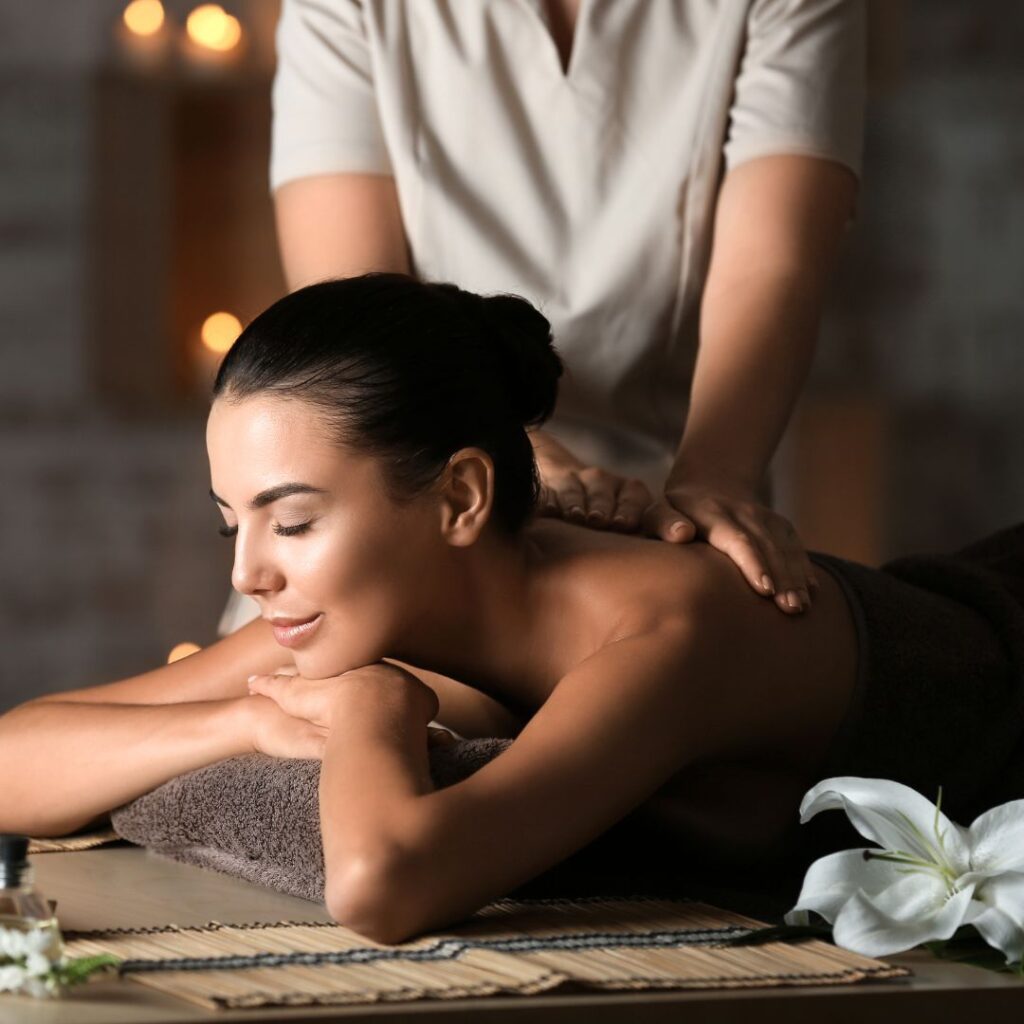 woman getting back massage